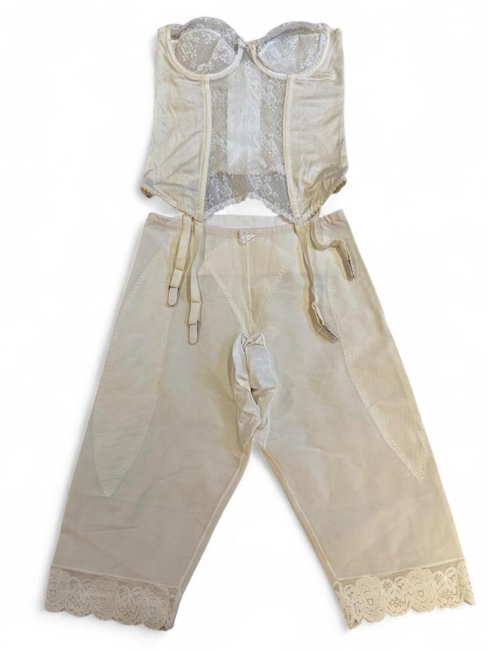 Vintage Off White Corset Lace Lingerie Set